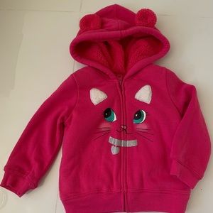 NWT children’s place pink cozy cat hoodie girls 2